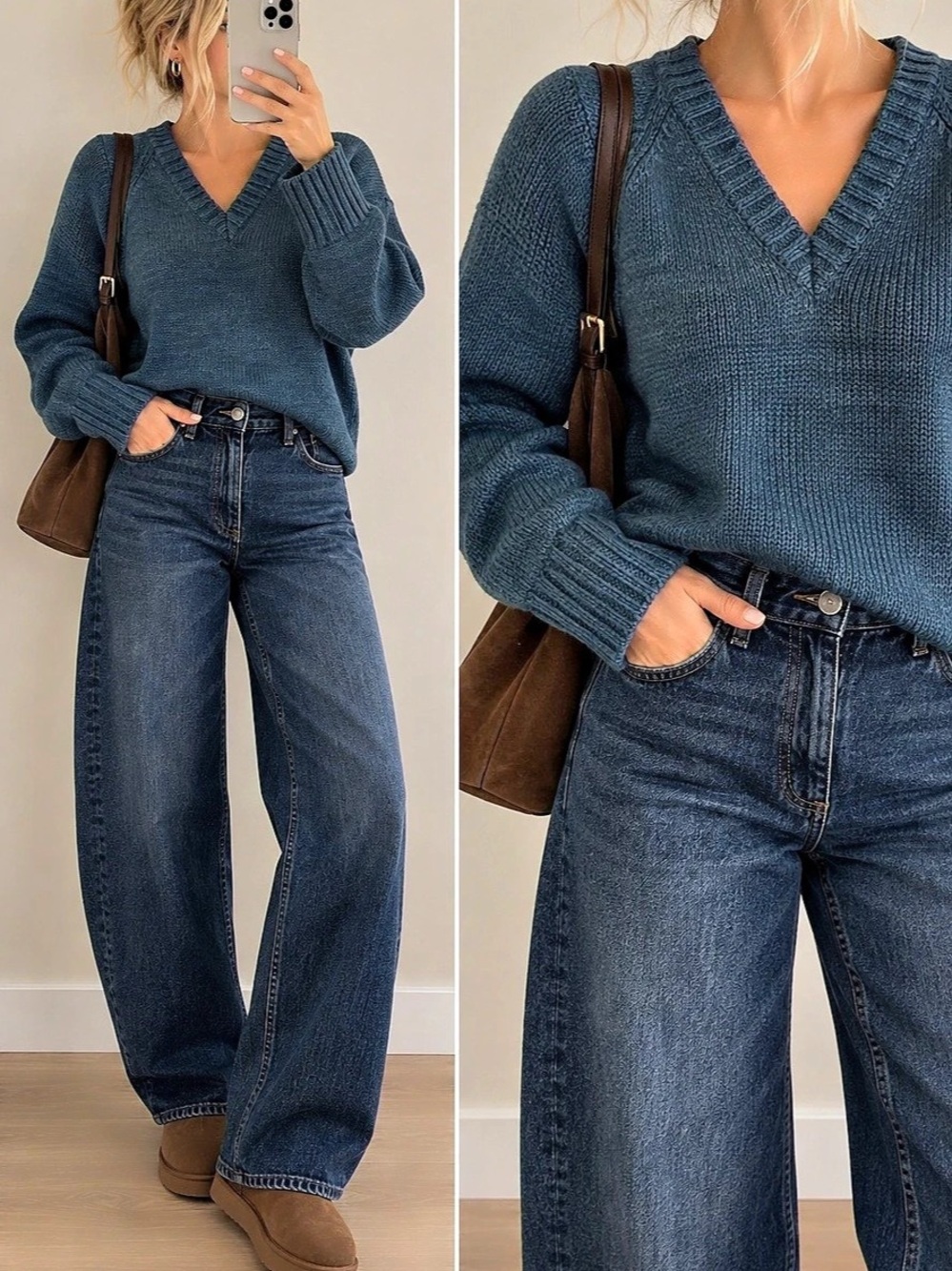 WoolOvers Blue V-Neck Sweater